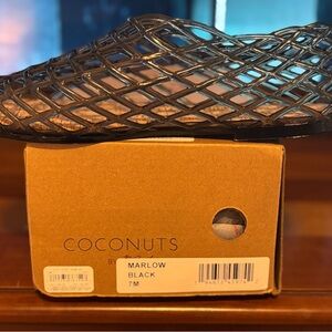 Coconuts Black Mesh Slip-On Flats